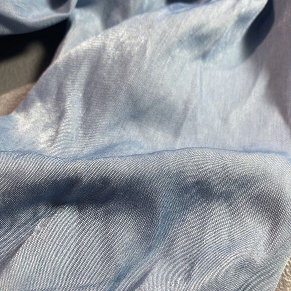 CANDIES Blouse Smocked Long Sleeve Off Shoulder Shimmer Top Womens L Light Blue - Picture 10 of 12